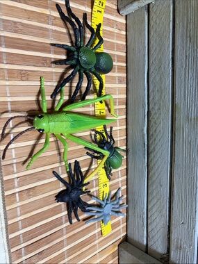 Assorted Toy Insects - Bright Green Grasshopper & Spiders
